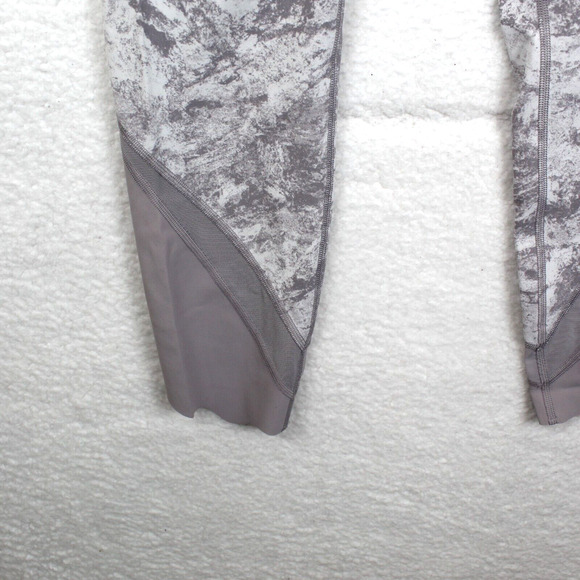 Lululemon Wunder Under Leggings Womens 8 Gray High Rise Crop Mesh Scallop - Picture 2 of 6